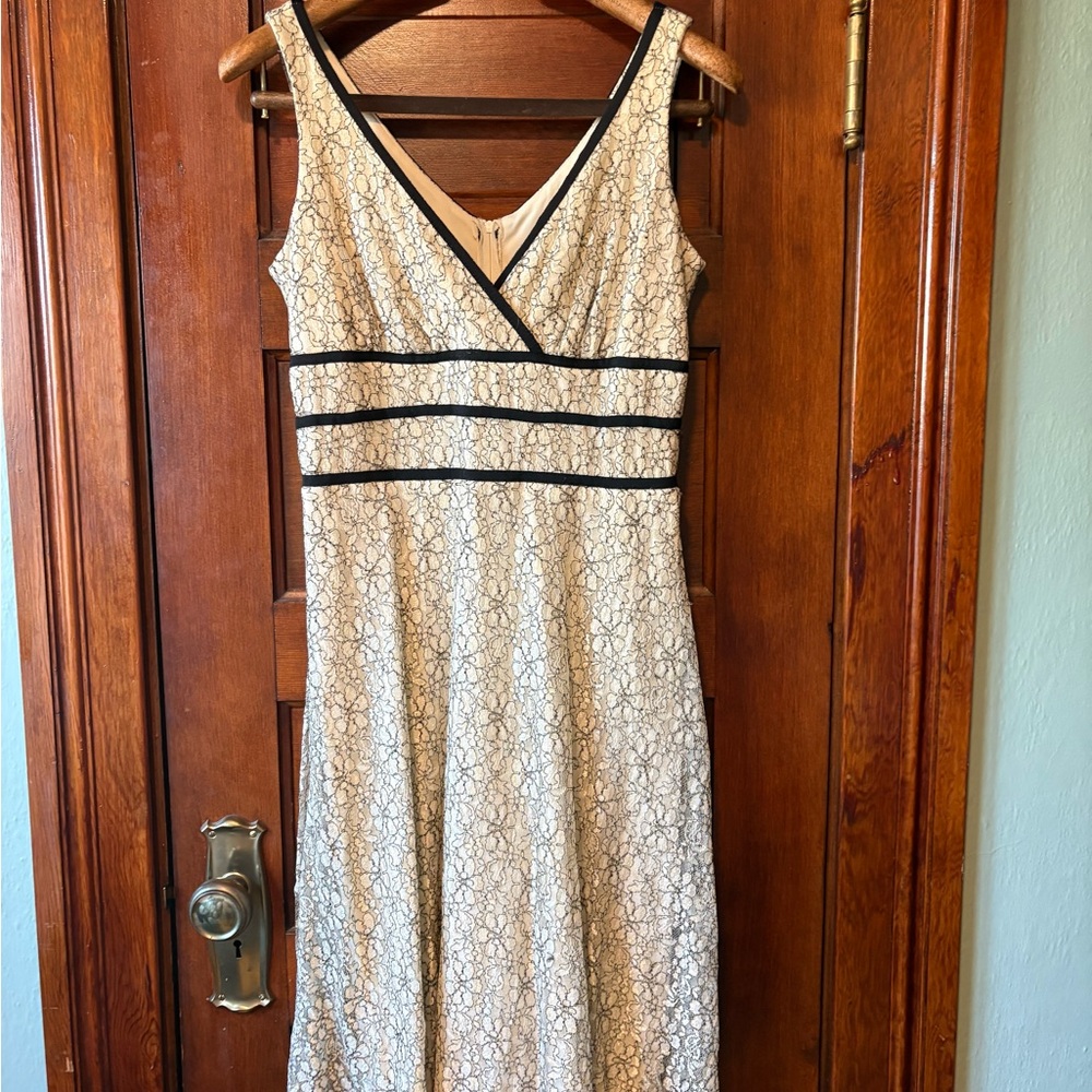 Bisou Bisou Cream and Black Lace Dress
